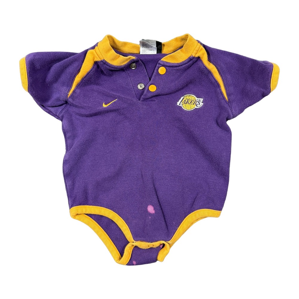 Nike Los Angeles Lakers Baby Bodysuit Onesie Purple Gold Infant 18M NBA Stains